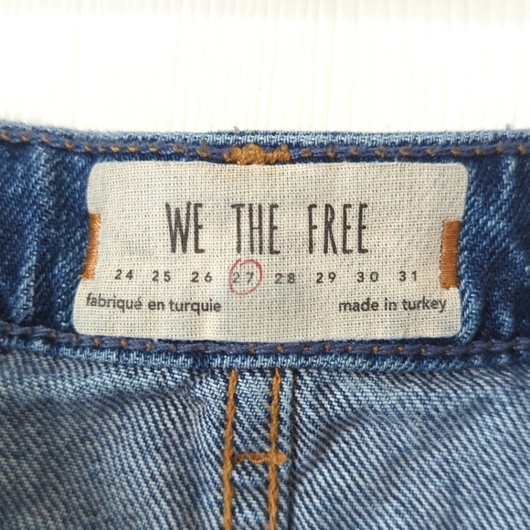 We The Free Harvey Distressed Medium Wash High Waist A-line Denim Mini Skirt 27 - Picture 4 of 11